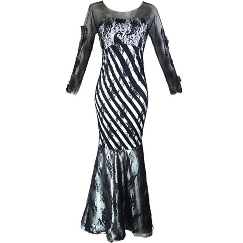 Damen Abendkleid mit eleganter Spitze und asymmetrischem Schnitt R&B