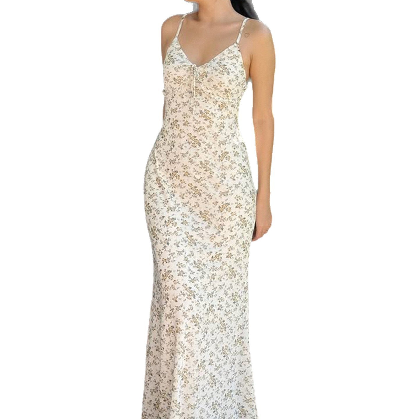 Damen Exquisites Trägerkleid mit floralem Muster und bindbarem Dekolleté R&B