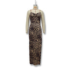 Damen Elegantes Maxikleid mit raffiniertem Leo-Muster R&B