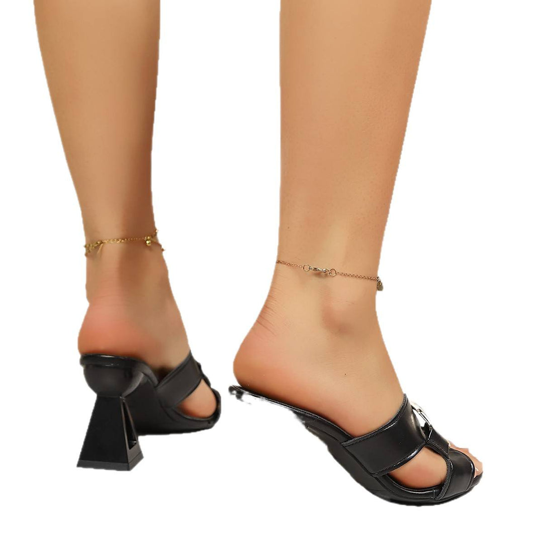 Damen elegante Sandalen mit einzigartigem geometrischen Absatz R&B