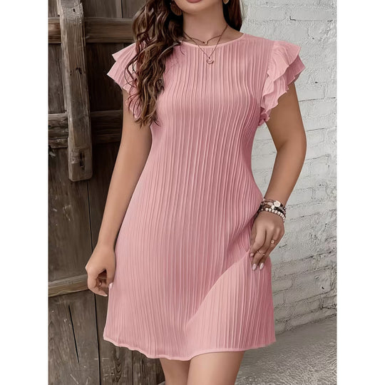 Damen Plissiertes Kurzkleid mit Rüschendetails R&B
