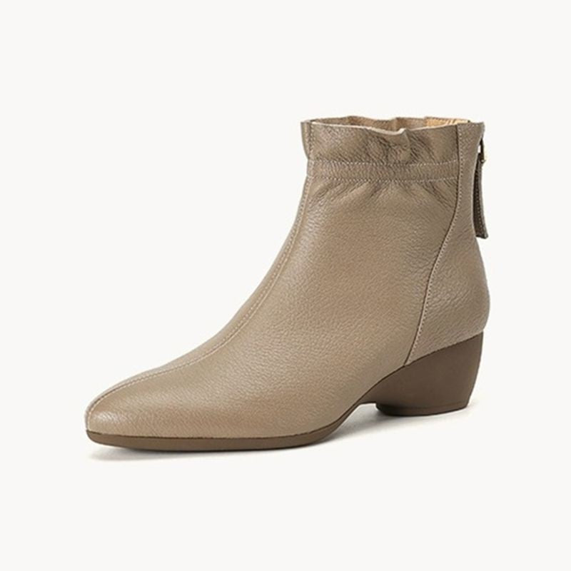 Damen Elegante Ankle Boots mit Rüschenrand und seitlichem Reißverschluss