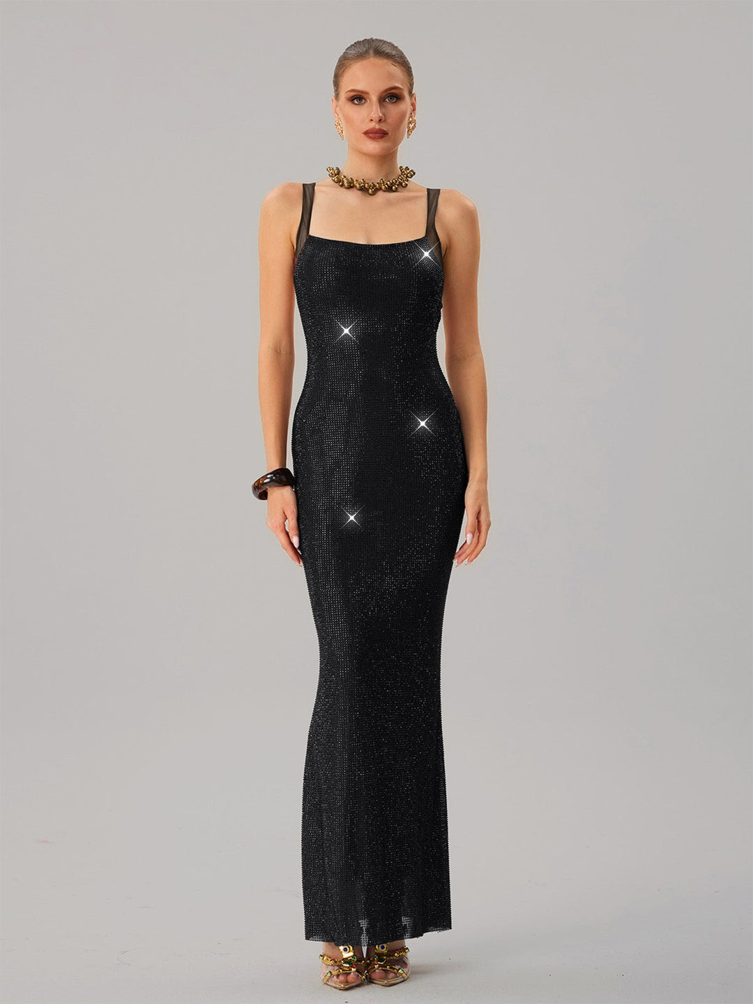 Damen Glamouröses Abendkleid mit funkelnden Pailletten und taillierter Silhouette R&B