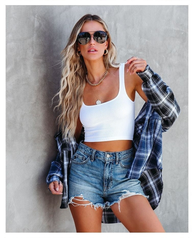 Damen Destroyed Denim Shorts im trendigen Used-Look R&B