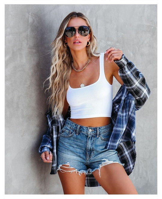 Damen Destroyed Denim Shorts im trendigen Used-Look R&B