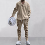Herren Strickanzug mit V-Ausschnitt und Kordelzug R&B