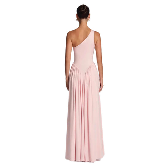 Damen Maxi-Kleid mit schulterfreiem Design und fließendem Stoff R&B