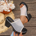 Damen Plateau-Sandalen mit durchlässigem Netzoberteil und bequemer Sohle R&B