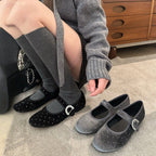Damen Ballerina-Schuhe mit modischem Riemchen und funkelndem Schmuckdetail R&B