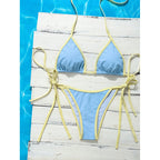 Damen Triangel-Bikini mit verstellbaren Bindungen und hohem Schnitt