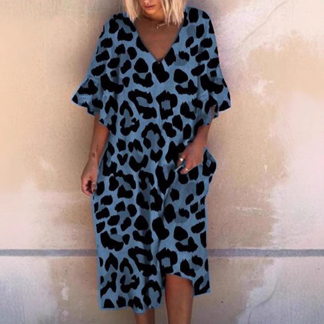 Damen Ärmelloses Kaftan Kleid im Leopardenmuster R&B
