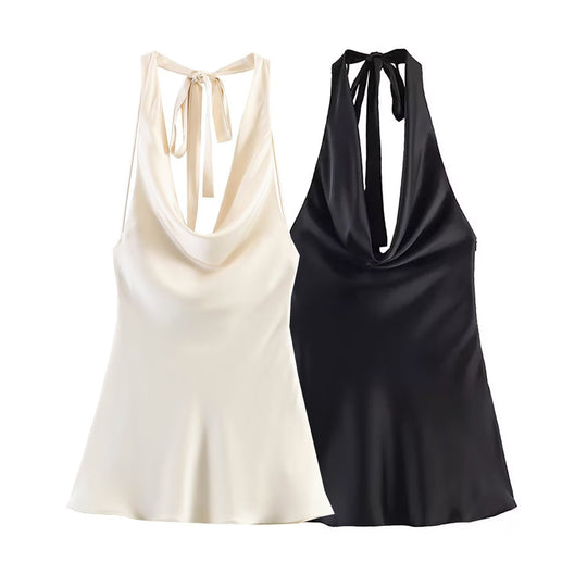 Damen Chic Haltertop aus hochwertigem Satin R&B