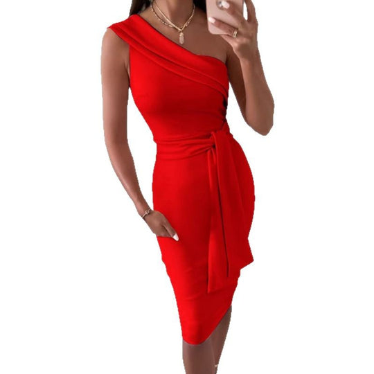 Damen Elegantes Wickelkleid mit asymmetrischem Oberteil und tailliertem Schnitt R&B