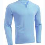 Herren nan Langarmshirt mit V-Ausschnitt Slim Fit Baumwollmix und elastischem Komfortbund R&B