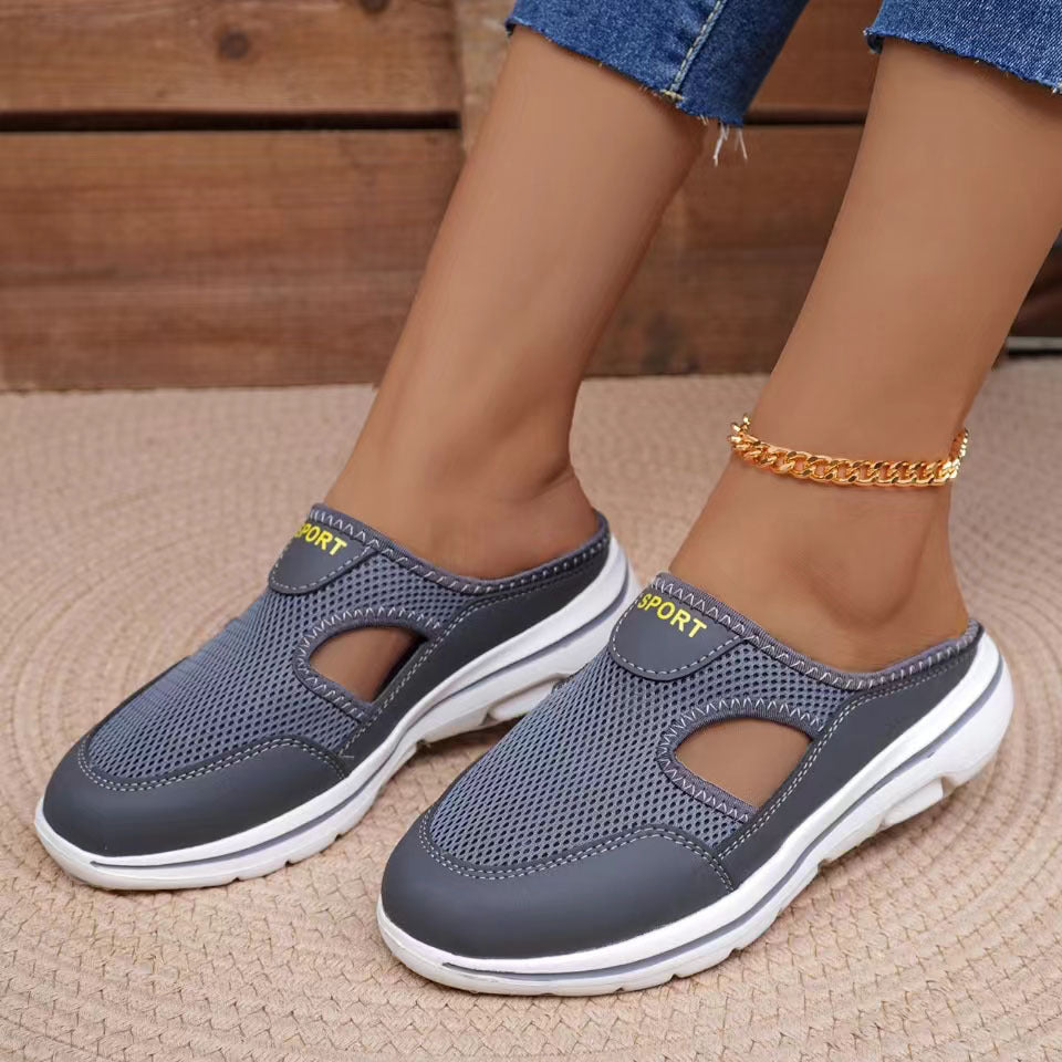 Damen atmungsaktive Freizeitschuhe mit offenem Fersenbereich und rutschfester Sohle R&B