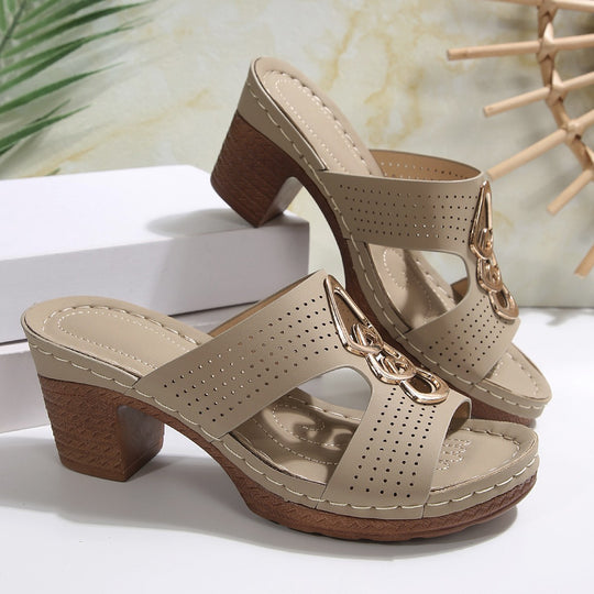 Damen открытые Pantoletten mit elegantem Blockabsatz R&B