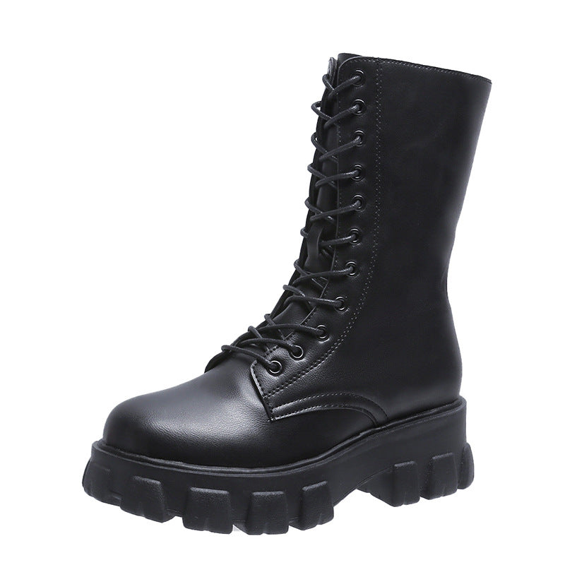 Damen Combat Boots mit extrastarker Profilsohle und modischem Schnürsystem R&B