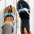 Damen Mode-Zehentrenner-Sandalen mit floralem Design und eleganten Perlenakzenten R&B