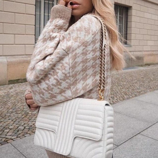 Damen lässiger Pullover mit Karomuster R&B
