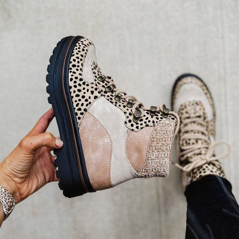 R&B | Stiefeletten mit Wildlederdetails Leopardenmuster