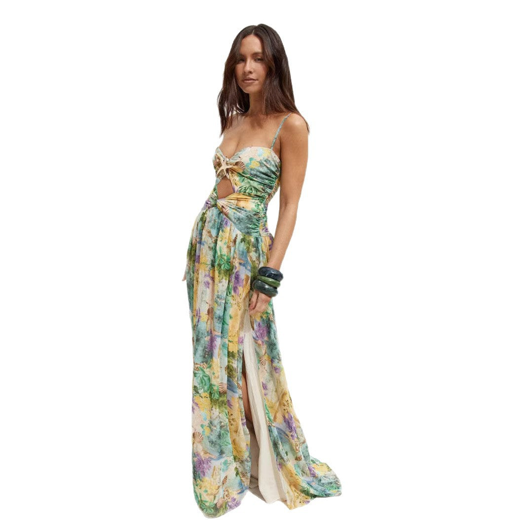 Damen Maxi-Kleid mit raffiniertem Schnitt und floralem Detail R&B