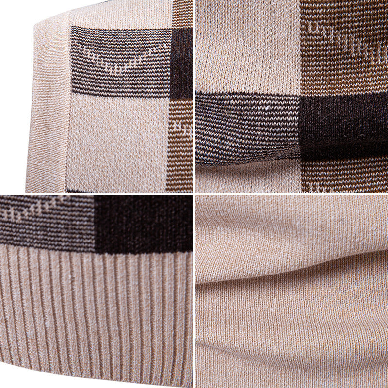 Herren modische Strickweste mit V-Ausschnitt und Karomuster R&B