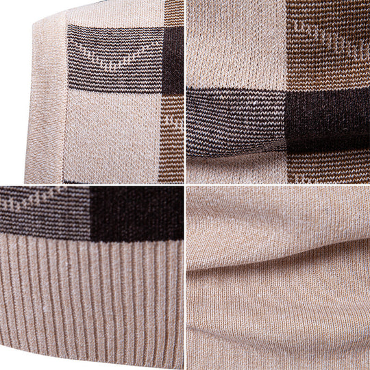 Herren modische Strickweste mit V-Ausschnitt und Karomuster R&B