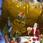Herren Weihnachtliches Langarmshirt mit festlichem Grafikdesign und praktischem Reißverschluss R&B