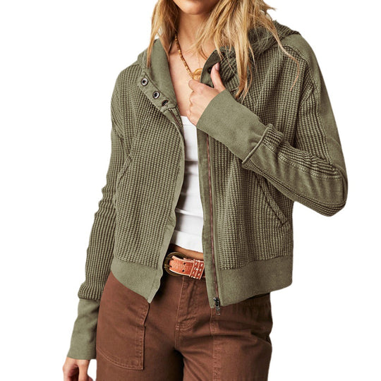 Damen Sportliche Kapuzenjacke aus strukturiertem Material R&B