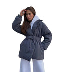 Damen eleganter gesteppter Mantel mit taillierbarem Gürtel R&B