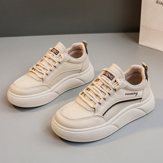 Damen trendige Plateau Sneakers mit atmungsaktiver Mesh-Oberfläche und dämpfendem Sohlenprofil R&B