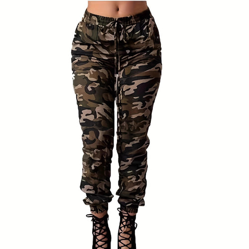Damen Cargohose mit elastischem Bund und Camouflage-Muster R&B