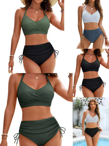 Damen Hochtailliertes Bikini-Set mit Wickeloberteil R&B