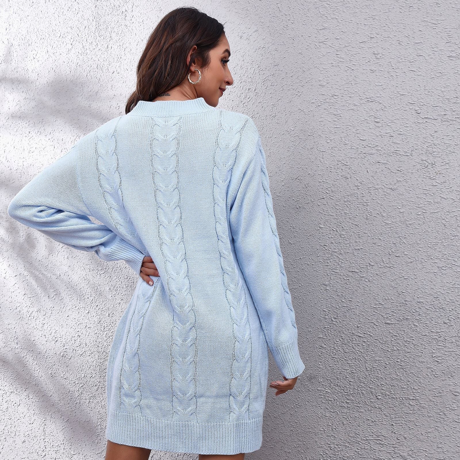 Damen Strickkleid mit modernen Zopfmuster und lässigem Schnitt R&B