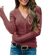Damen Langärmliger Pullover mit Knopfverschluss R&B
