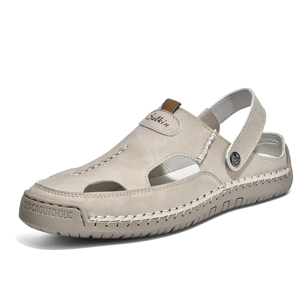 Herren luftige Leder-Sandalen mit verstellbarem Riemen R&B