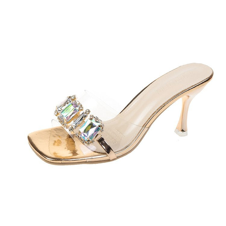 Damen elegante Mules mit geschmackvollen Strassverzierungen R&B