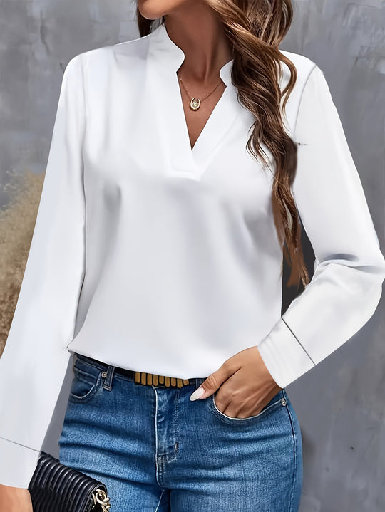 Damen Bluse mit Stehkragen und langen Ärmeln R&B