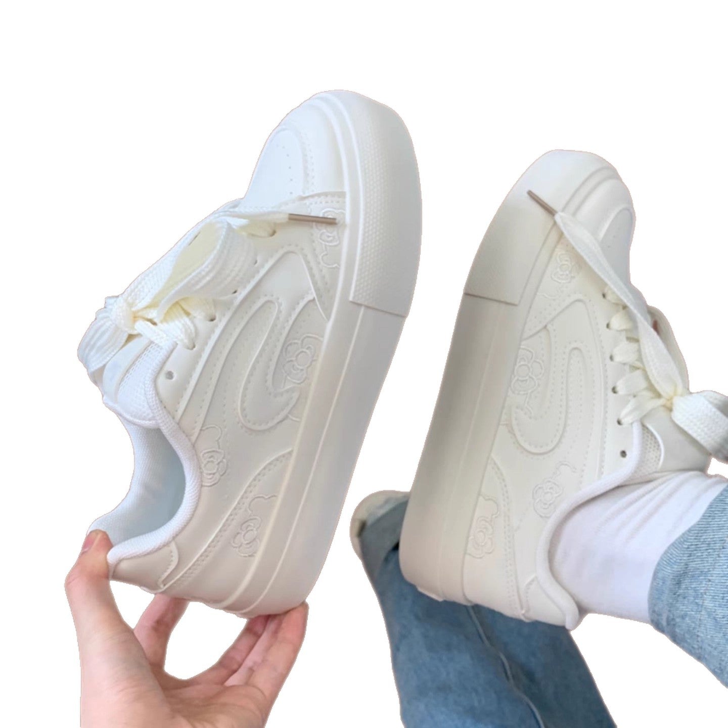 Damen Sneakers mit verspieltem Blumendessin und dämpfender Sohle