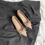 Damen elegante Ballerinas mit spitzem Design und Schleifenverzierung R&B