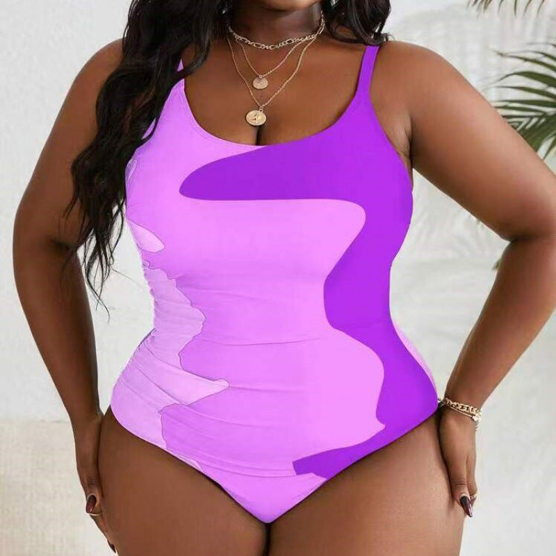 Damen Einteiliger Badeanzug mit modischem Farbmuster und figurformendem Schnitt R&B