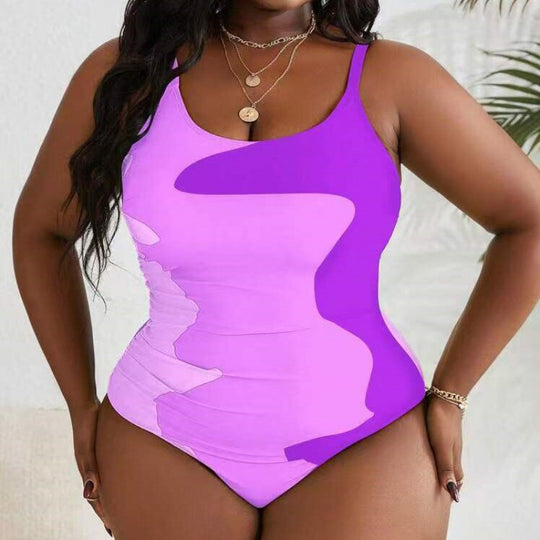 Damen Einteiliger Badeanzug mit modischem Farbmuster und figurformendem Schnitt R&B