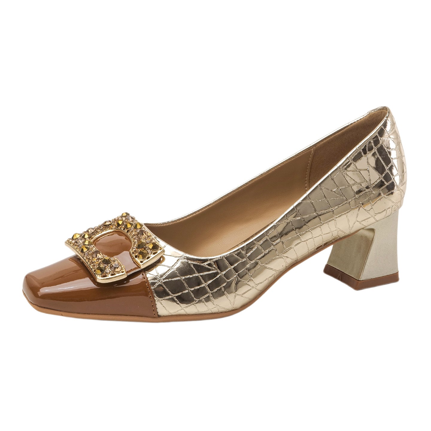 Damen elegante Pumps mit funkelndem Schmuckdetail und Absatz