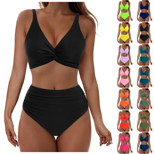 Damen Hochtailliertes Bikini-Set mit Wickel-Oberteil R&B