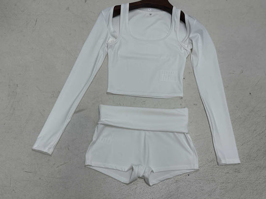 Damen Sportliches Crop-Top und Shorts Set R&B