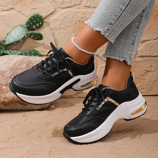 Damen Sneakers mit atmungsaktivem Mesh-Obermaterial und stilvollen Metallic-Akzenten R&B