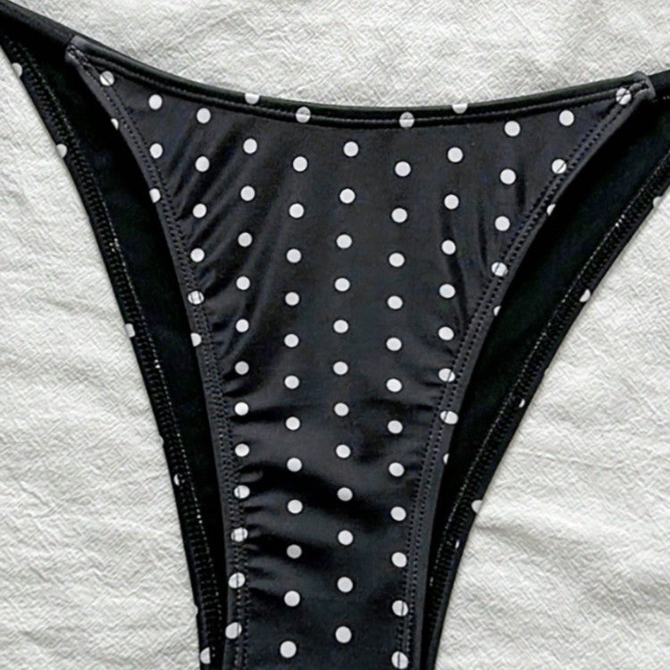 Damen Triangel-Bikini mit verspieltem Punktenmuster und verstellbarem Bund