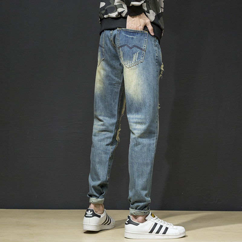 Herren Ripped Slim Fit Jeans im lässigen Streetstyle R&B