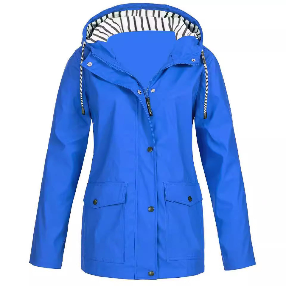 Damen nan wasserdichter Parka mit Kapuze, Kordelzug und aufgesetzten Taschen R&B