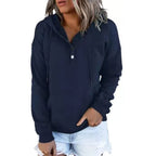 Damen Kapuzenpullover mit Knopfleiste und Taschen R&B